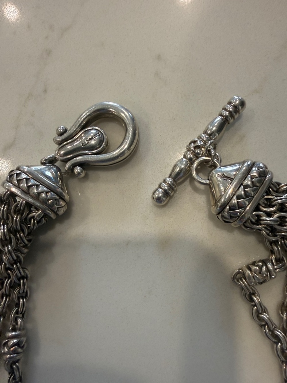 Scott Kay Sterling Multi-Strand Silver Toggle Necklace - Picture 4 of 4